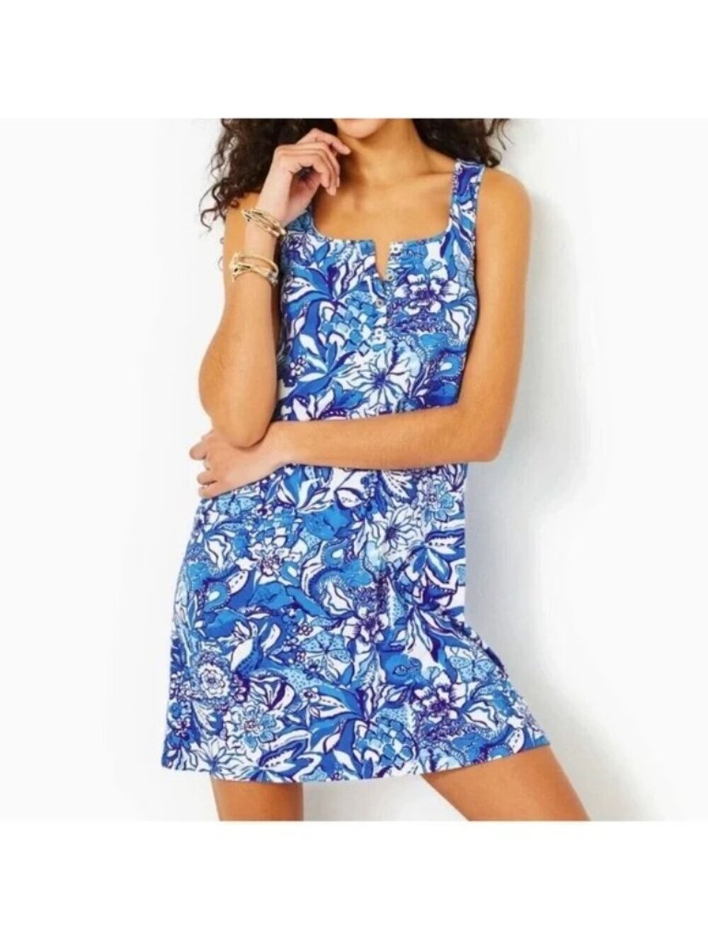 Lilly Pulitzer Wo's Blue Lela Henley Tang Flocking Fabulous Tank Dress Sz S 2785 - Picture 12 of 15